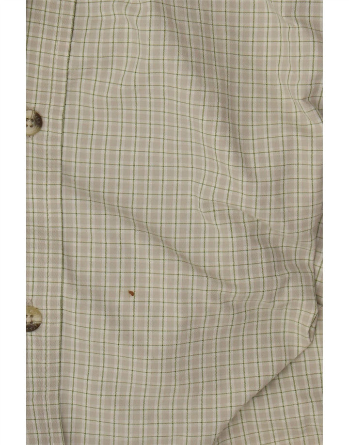 Camisa COLUMBIA Hombre Titanio Manga Corta XL Nylon Cuadros Verdes