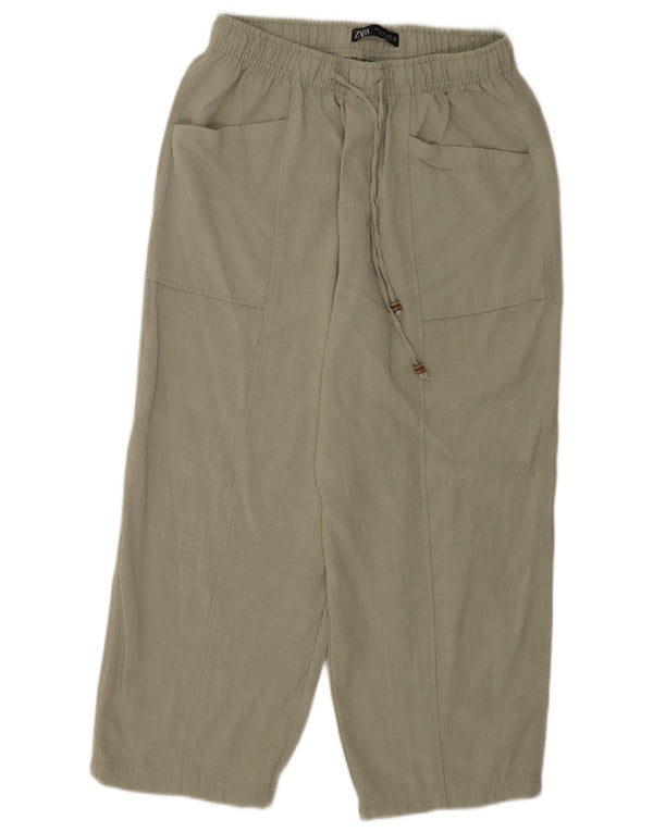 Zara Mujer Pantalón Corto Loose Fit Medium W28 L24 Viscosa Verde