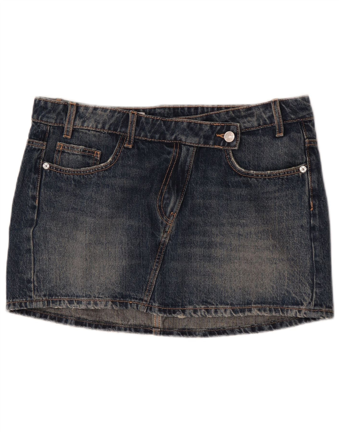 Zara Mujer Mini Falda Vaquera Grande W30 Azul Marino Algodón