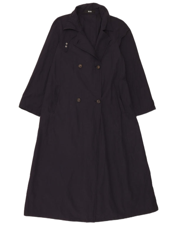 Hugo Boss Gabardina de doble botonadura para mujer EU 42 Grande Azul marino