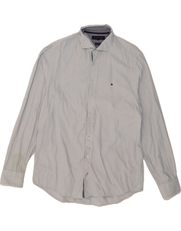 TOMMY HILFIGER Mens Regular Fit Shirt Large Blue Cotton Vintage Tommy Hilfiger and Second-Hand Tommy Hilfiger from Messina Hembry 