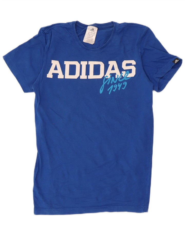 Adidas - Camiseta gráfica para hombre, talla pequeña, algodón azul