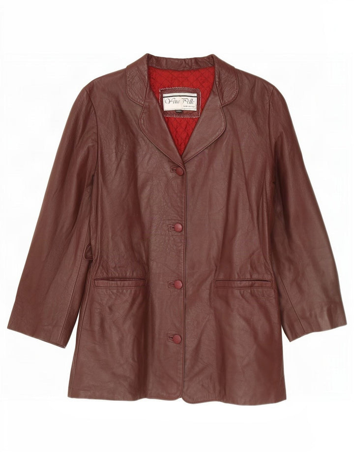 Vintage mujer 4 botones Blazer chaqueta Reino Unido 14 grande borgoña