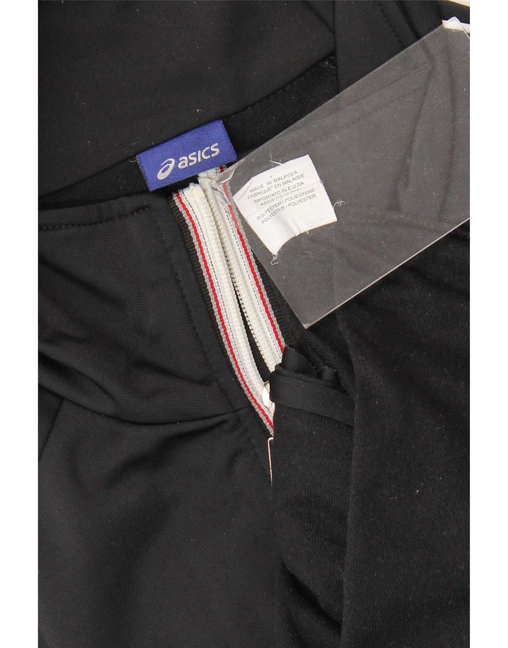 Asics Hombre Chándal Top Chaqueta Mediano Negro Rayas Poliéster