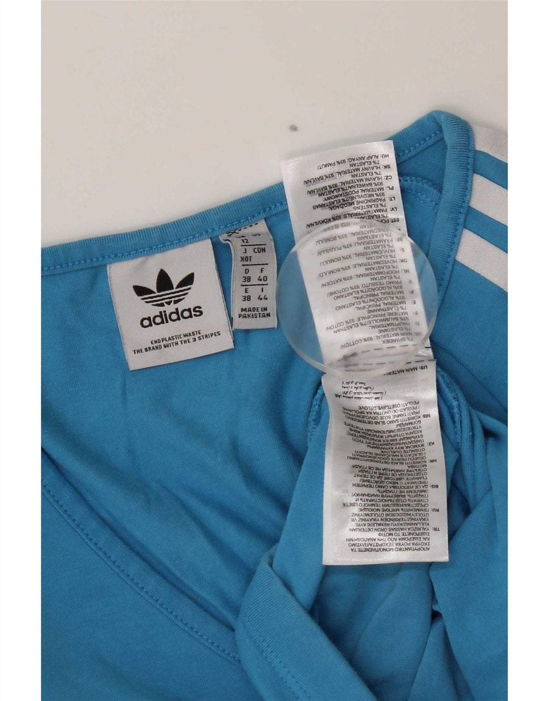 Adidas Top corto para mujer de manga larga UK 12 Algodón azul medio