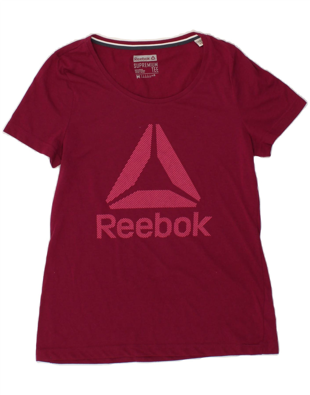 REEBOK Womens Graphic T-Shirt Top UK 12 Medium Maroon Vintage Reebok and Second-Hand Reebok from Messina Hembry 