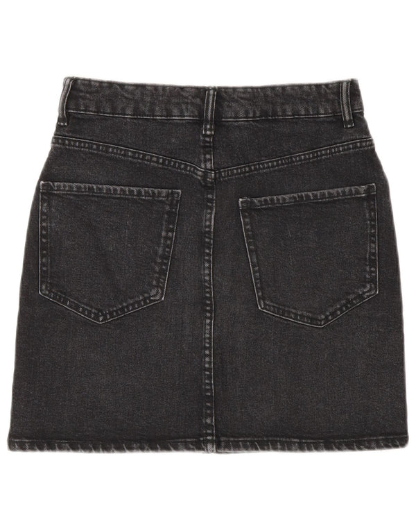 Zara Mujer Mini Falda Vaquera Pequeña W26 Algodón Gris