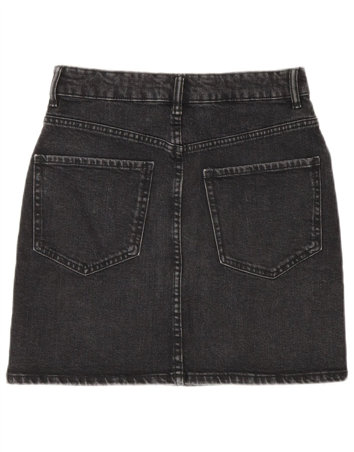 Zara Mujer Mini Falda Vaquera Pequeña W26 Algodón Gris