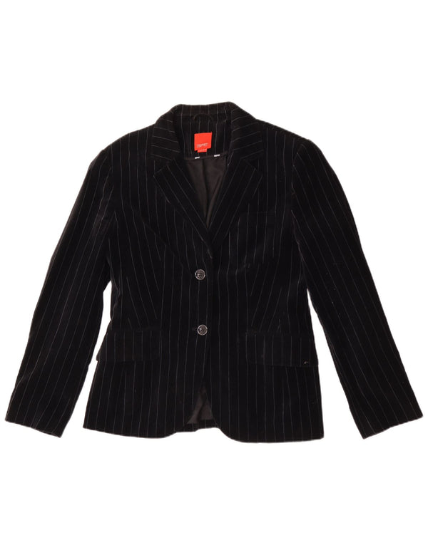 Esprit Chaqueta Blazer de Terciopelo con 2 Botones para Mujer UK 40 Grande Rayas Negras
