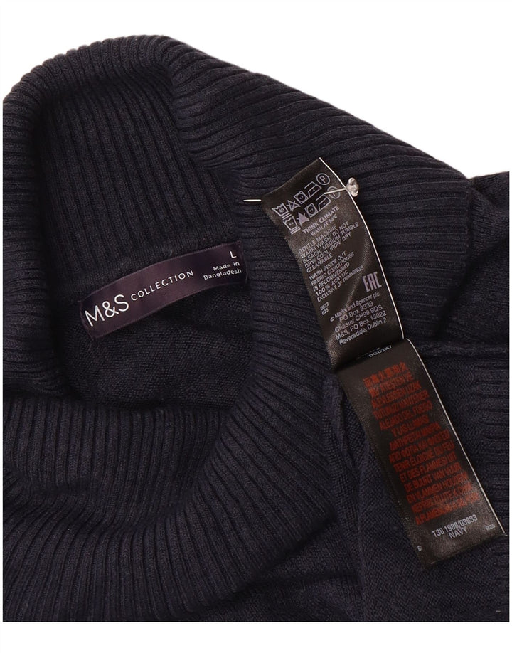 Marks & Spencer Suéter tipo jersey con cuello vuelto para mujer UK 46 Grande Azul marino