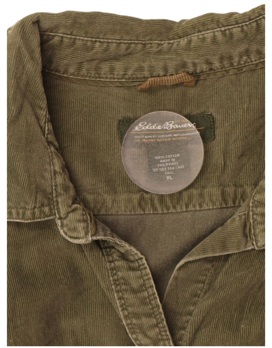 EDDIE BAUER Camisa alta de pana para mujer UK 40 XL Algodón verde