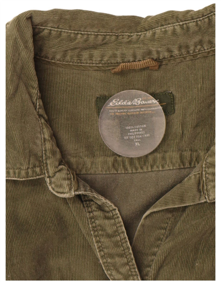 EDDIE BAUER Camisa alta de pana para mujer UK 40 XL Algodón verde