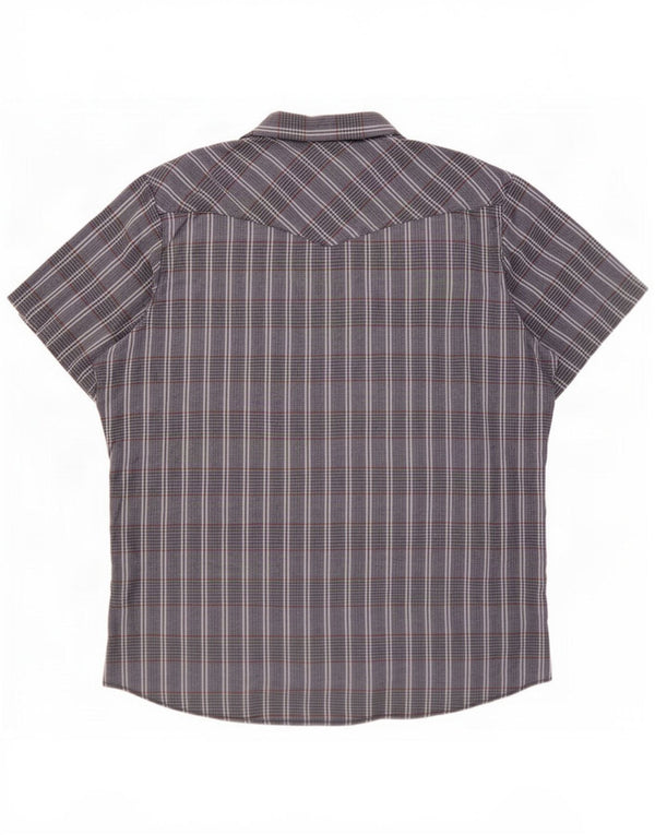 Wrangler Camisa alta de manga corta para hombre 2XL Algodón a cuadros gris