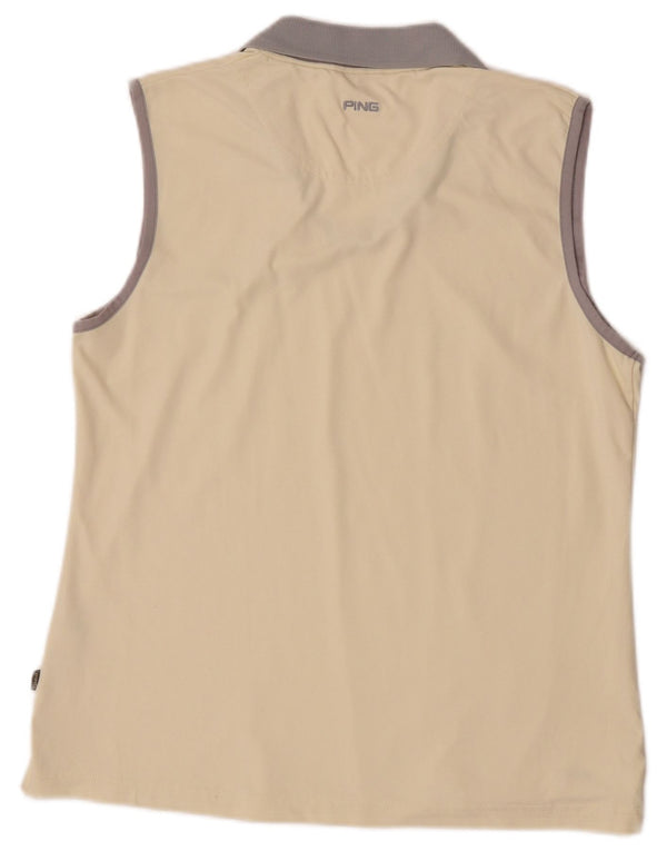 Ping Polo sin mangas para mujer UK 40 Large Off White Colourblock Nylon