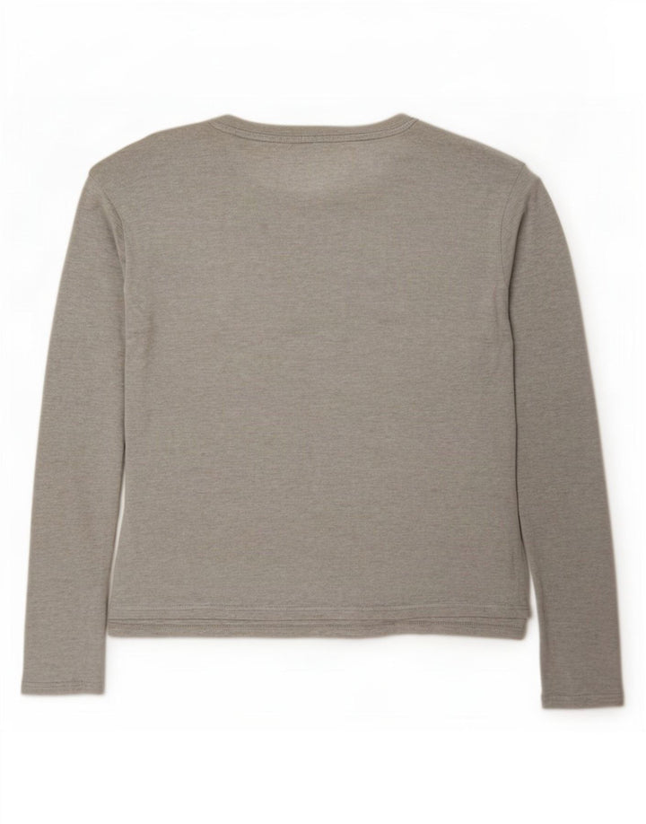 Zara Mujer Top Manga Larga UK 44 Lyocell Gris Medio Moteado
