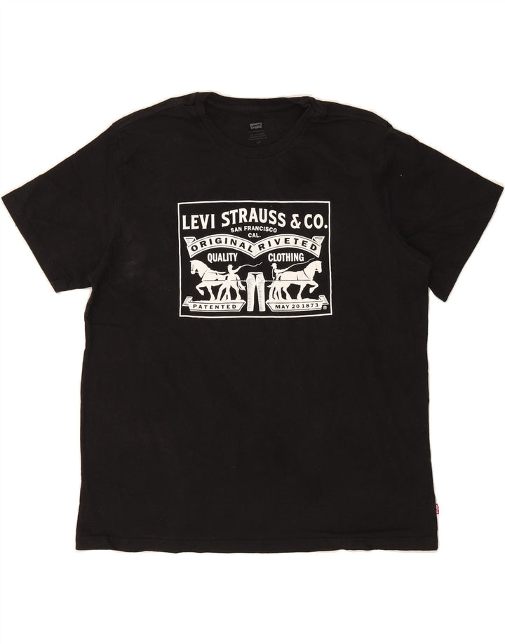 LEVI'S Mens Graphic Top Long Sleeve Large Black Vintage Levi's and Second-Hand Levi's from Messina Hembry 