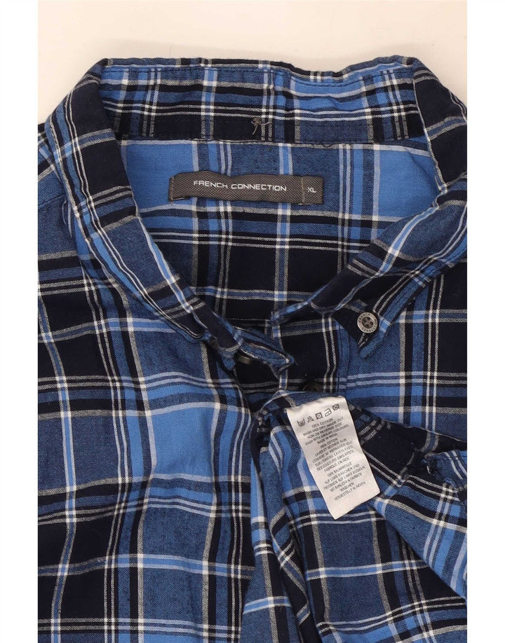 Camisa para hombre French Connection XL Algodón a cuadros azul