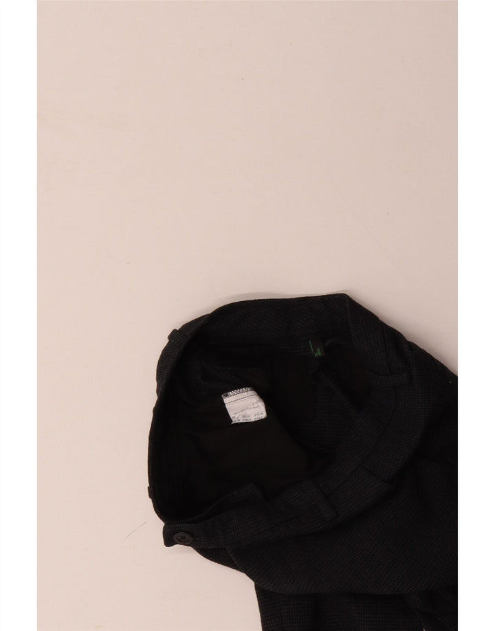 BENETTON Pantalones de traje ajustados para mujer UK 6 XS W28 L27 Black Houndstooth