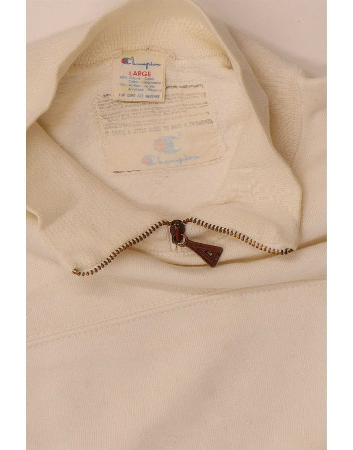 Champion Sudadera Con Cuello Y Cremallera Para Hombre Jersey Grande De Algodón Blanco Roto