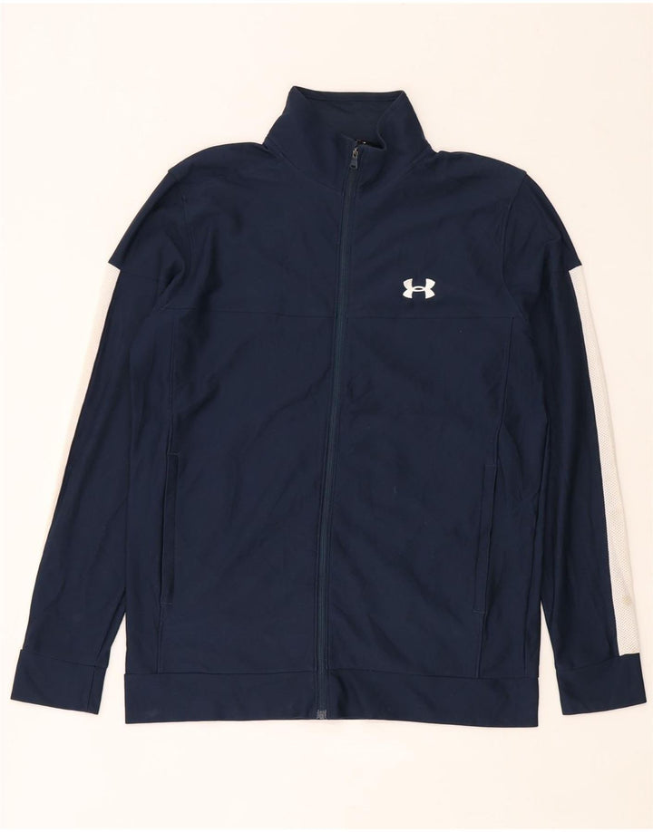 Under Armour Chaqueta de chándal para hombre con bloques de color azul marino mediano