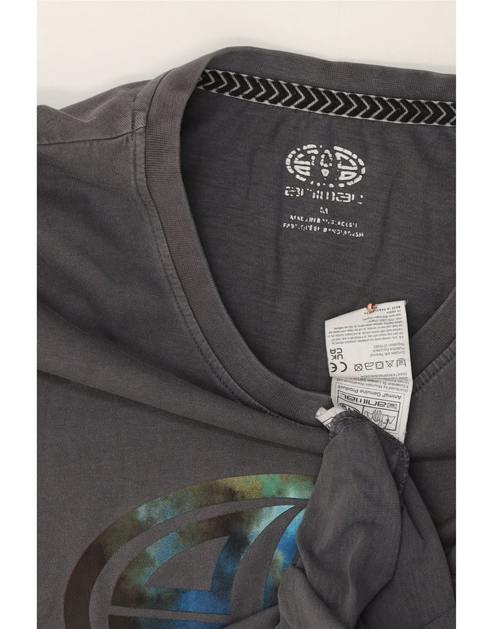 Camiseta con gráfico Animal para hombre Top de algodón gris medio
