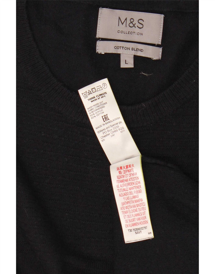 Marks & Spencer - Jersey de cuello redondo para hombre, talla grande, acrílico azul marino