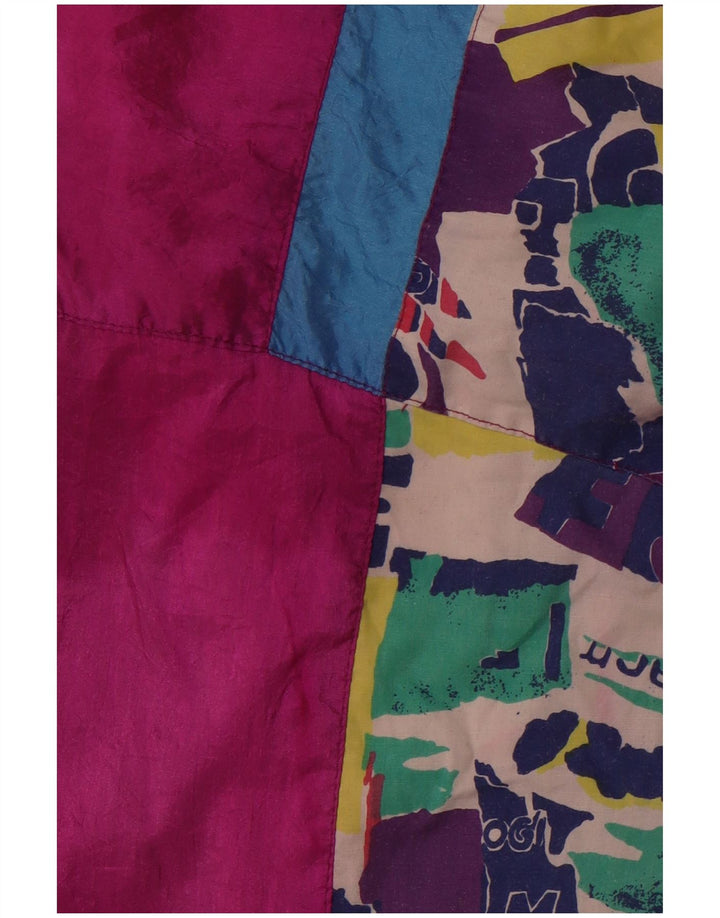 Vintage mujeres suelta ajuste chándal top chaqueta Reino Unido 12 medio rosa geométrico