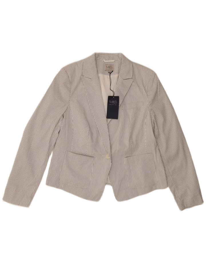 Marks & Spencer Chaqueta tipo blazer de 1 botón para mujer Reino Unido 44 Grande Gris a rayas