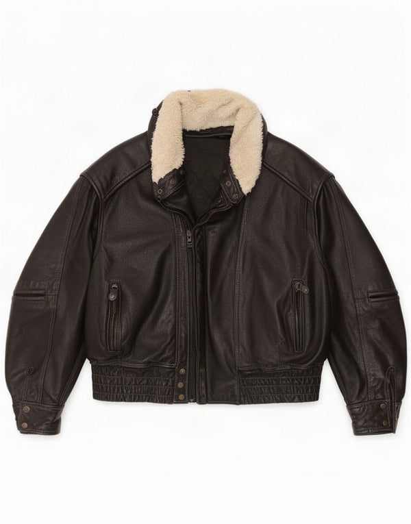 Vintage chaqueta de cuero para hombre Reino Unido 42 XL bloque de color negro