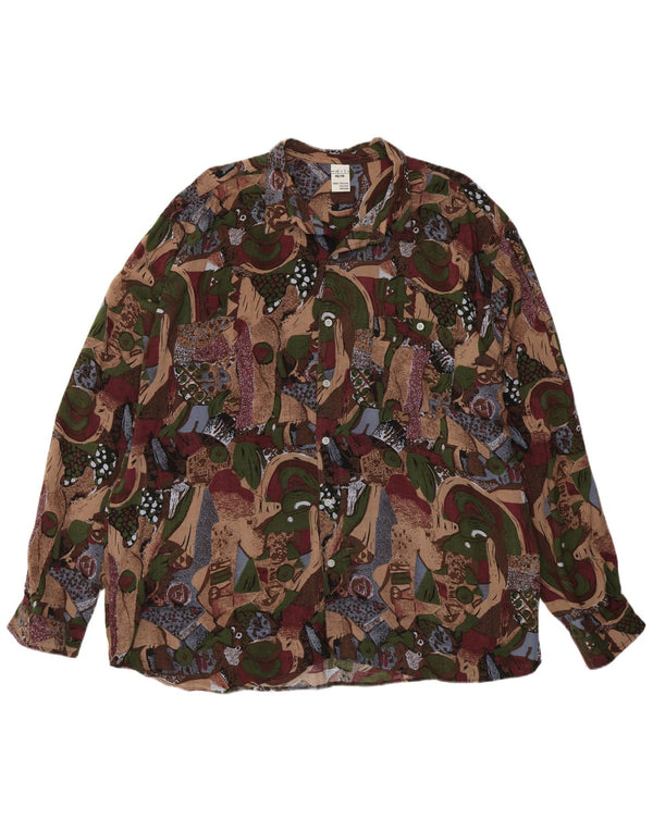 Camisa vintage hombre patrón abstracto talla 45/46 XL viscosa multicolor