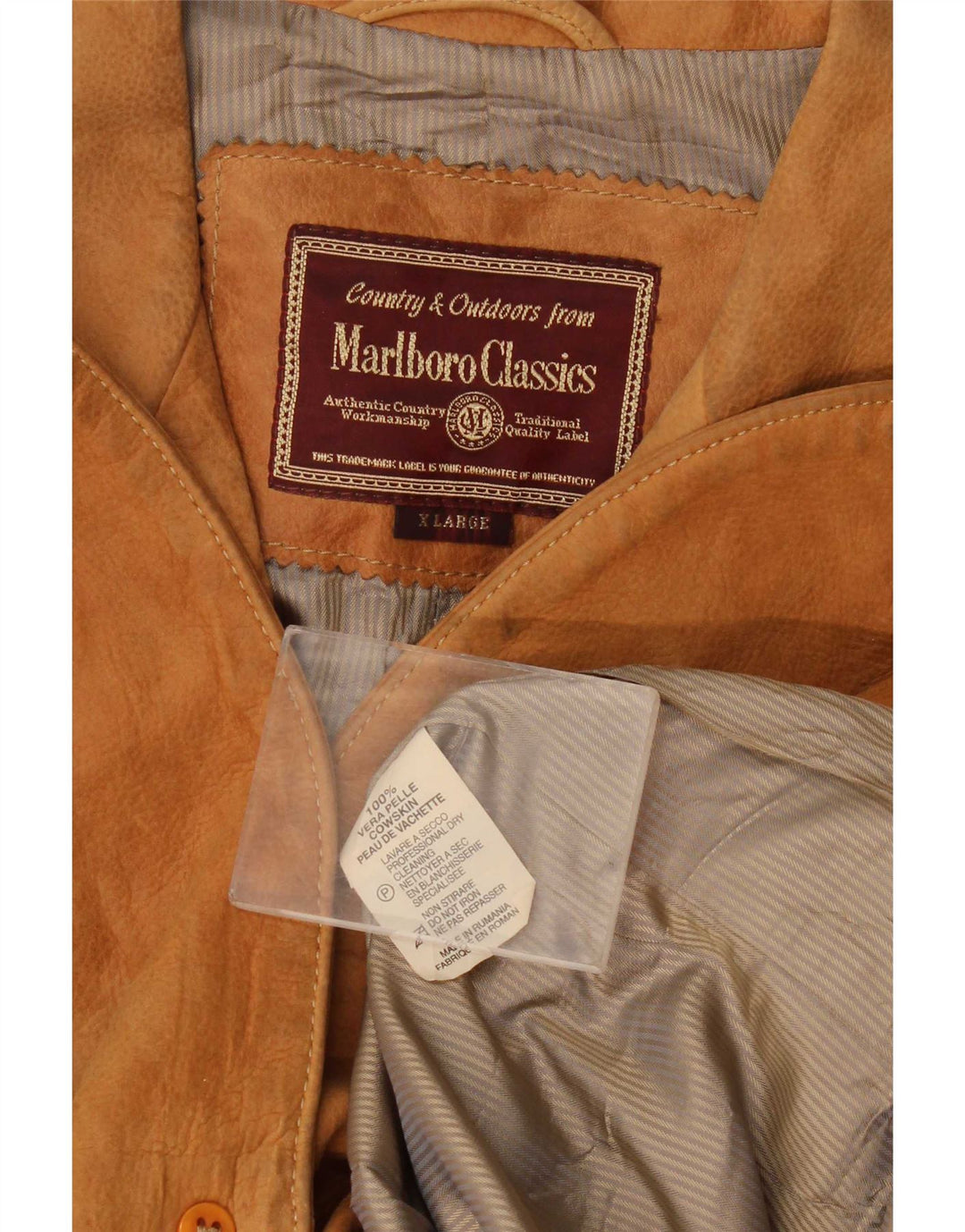 Marlboro Classics Chaqueta tipo blazer de ante con 3 botones para hombre UK 42 XL Cuero beige