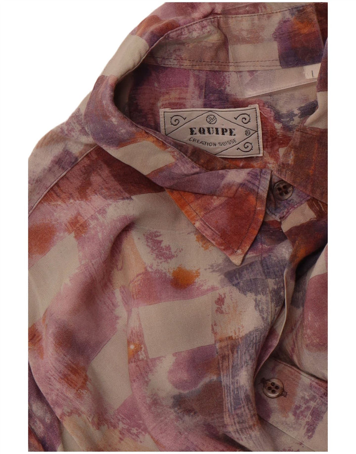 EQUIPE Camisa de manga corta con estampado abstracto para hombre, talla grande, multicolor