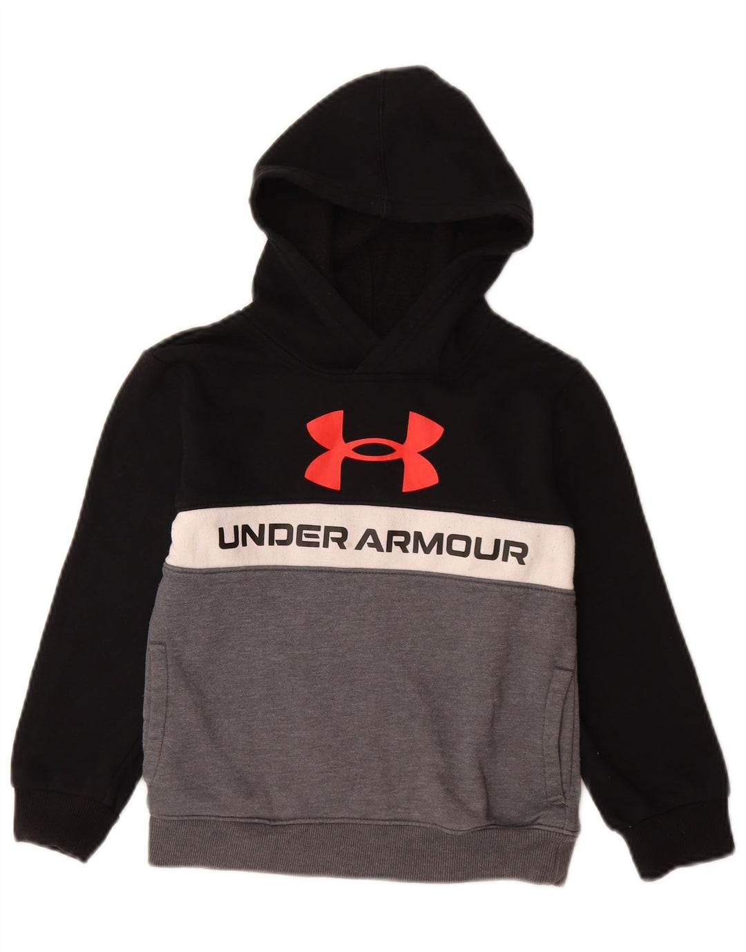 UNDER ARMOUR Jersey con capucha y estampado gráfico para niños 6-7 años Algodón negro con bloques de color