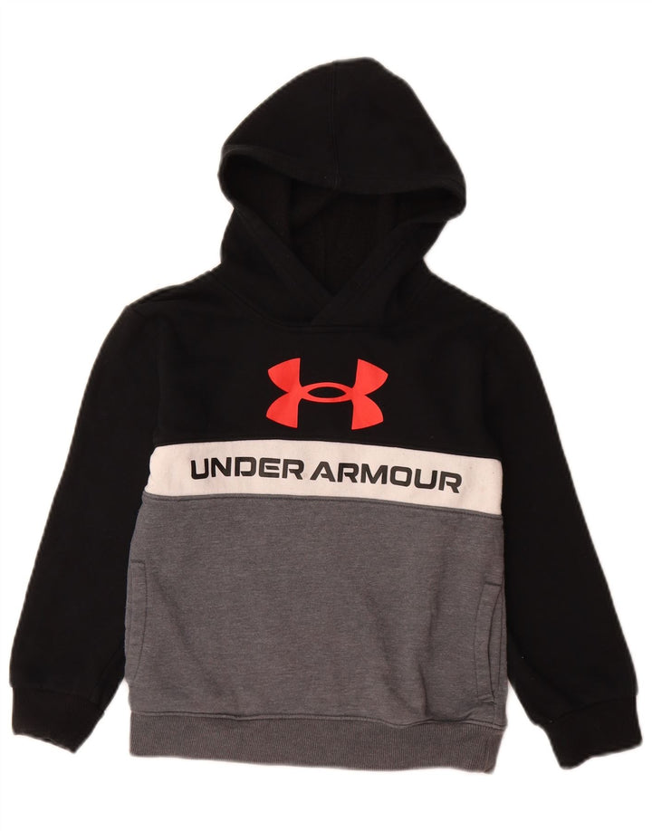 UNDER ARMOUR Jersey con capucha y estampado gráfico para niños 6-7 años Algodón negro con bloques de color