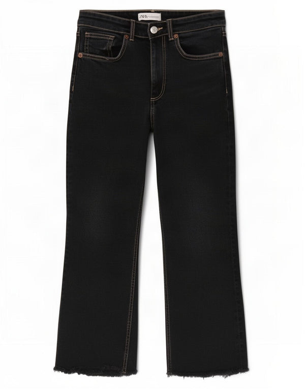 Zara Jeans Cortos Para Mujer EU 38 Small W28 L24 Negro