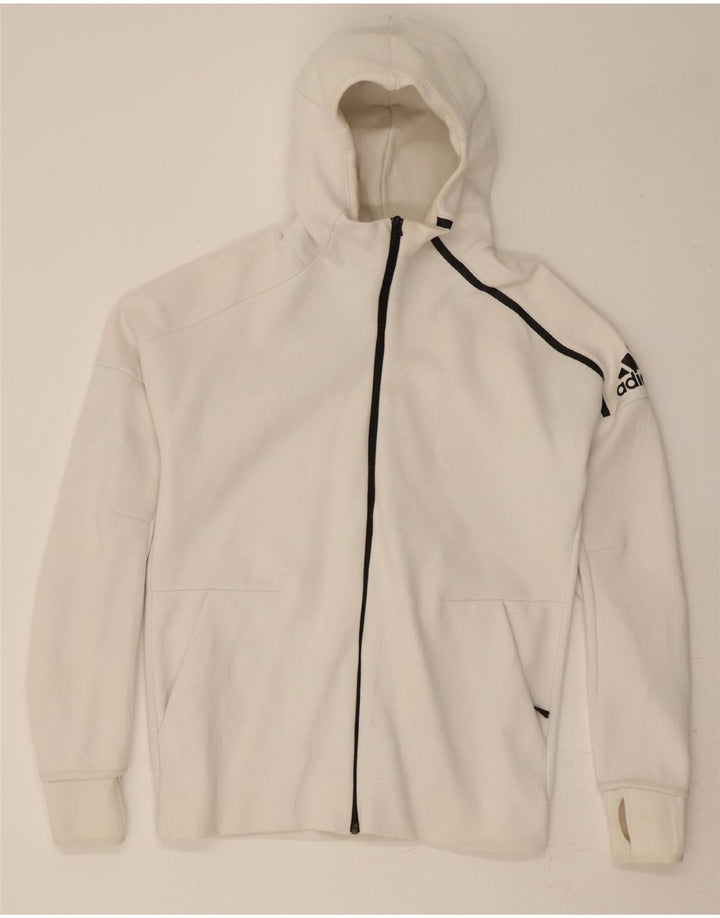 ADIDAS Suéter con capucha y cremallera para hombre Algodón blanco mediano