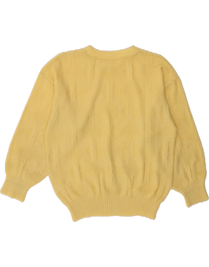 VINTAGE Womens Crew Neck Jumper Sweater UK 14 Medium Yellow Vintage Vintage and Second-Hand Vintage from Messina Hembry 