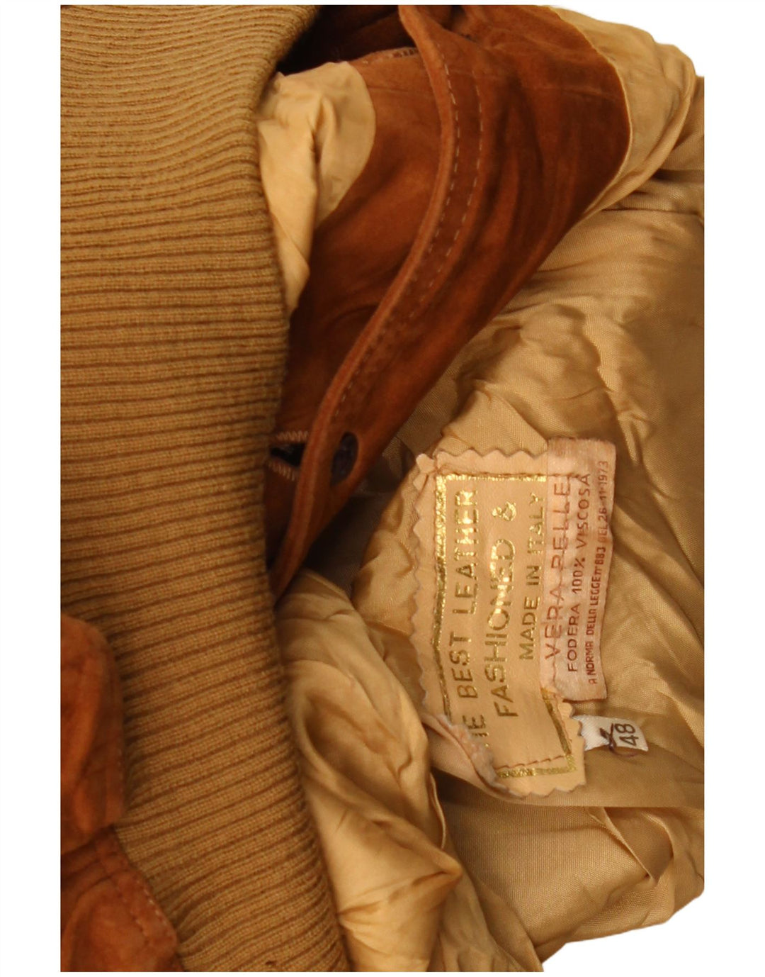 Vintage mujer ante bomber chaqueta IT 48 XL cuero marrón