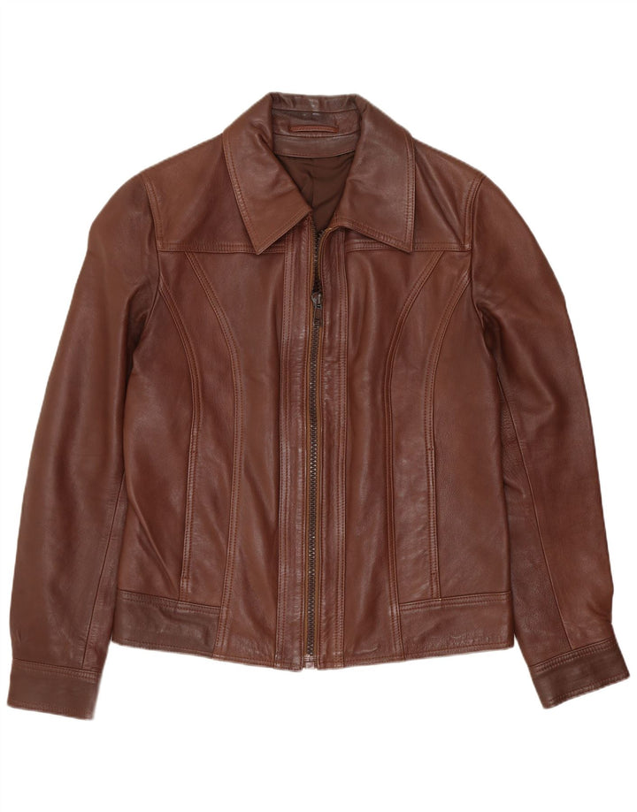 Vintage hombres chaqueta de cuero Reino Unido 36 pequeño cuero marrón
