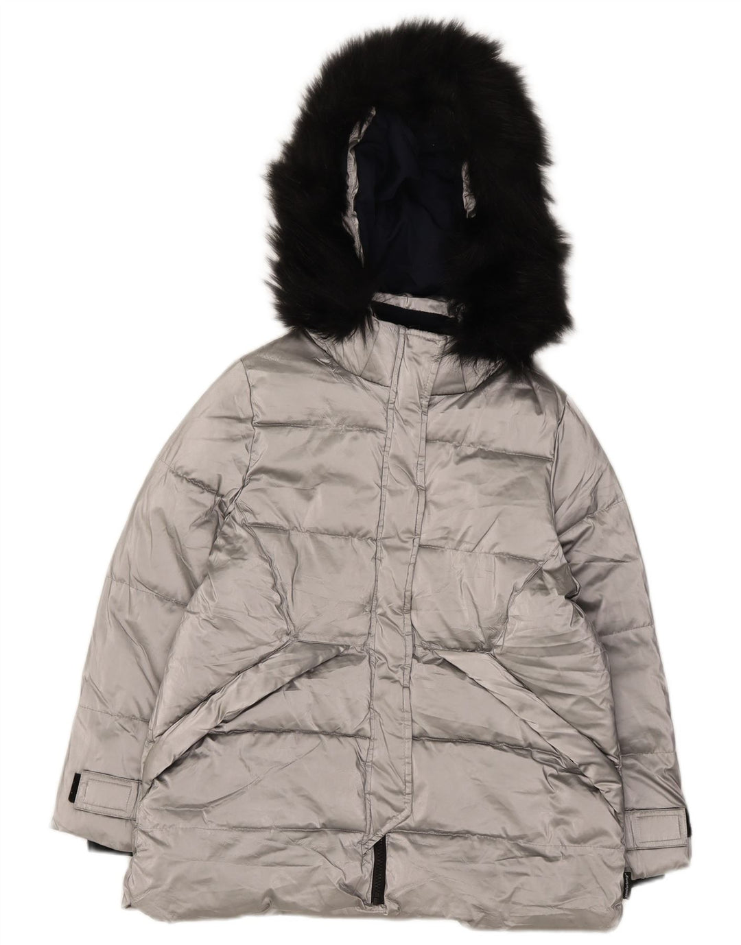 Zara Anorak Niña Con Capucha 11-12 Años Plata Poliéster