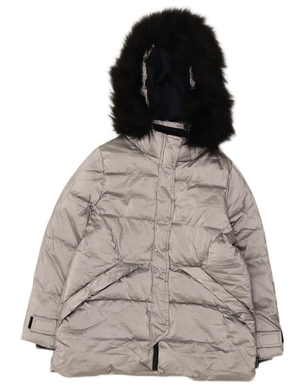 Zara Anorak Niña Con Capucha 11-12 Años Plata Poliéster