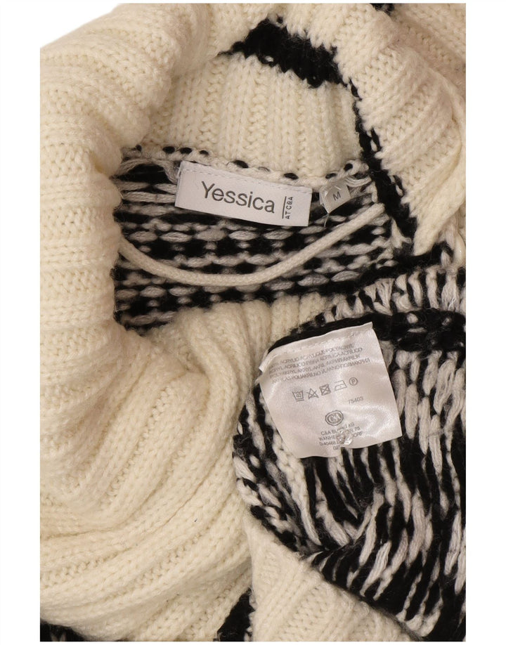 Yessica Suéter tipo jersey con cuello y botones de copo de nieve para mujer UK 44 Medium White Wint