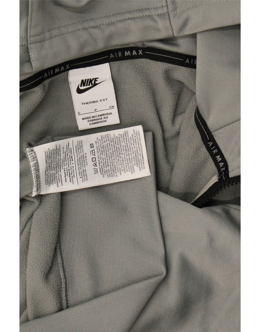 Nike Sudadera con capucha y cremallera gráfica para hombre, talla pequeña, poliéster gris