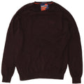 Superdry Jersey con cuello barco para hombre, talla pequeña, algodón marrón