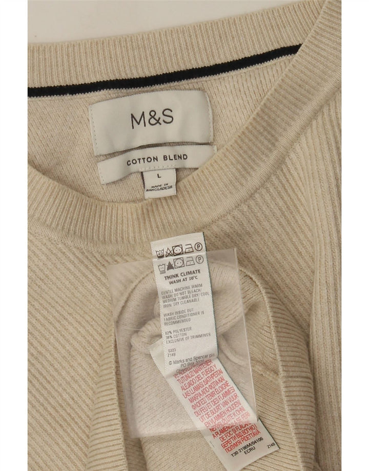 Marks & Spencer - Jersey de cuello redondo para hombre, talla grande, poliéster beige