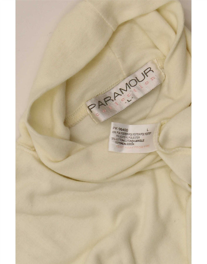 Paramour Top con cuello vuelto para hombre Manga larga Poliéster blanco grande