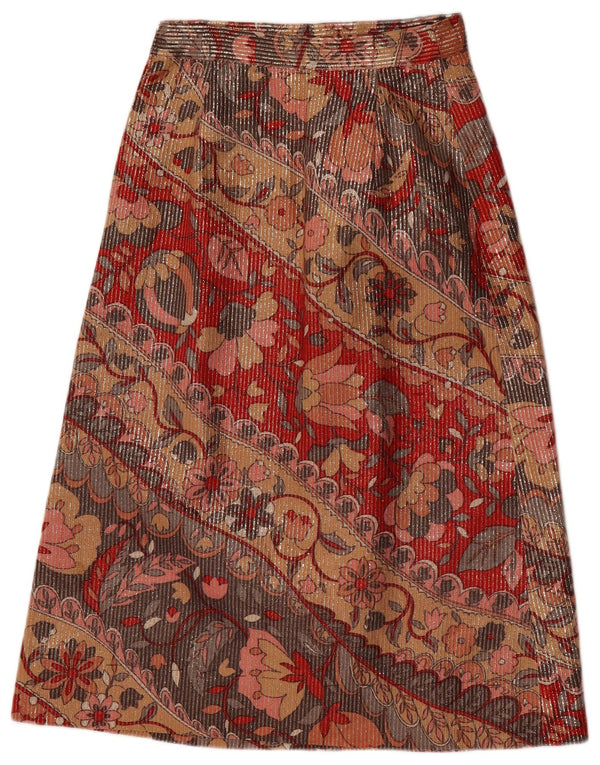 Falda midi vintage para mujer W26 pequeña floral multicolor