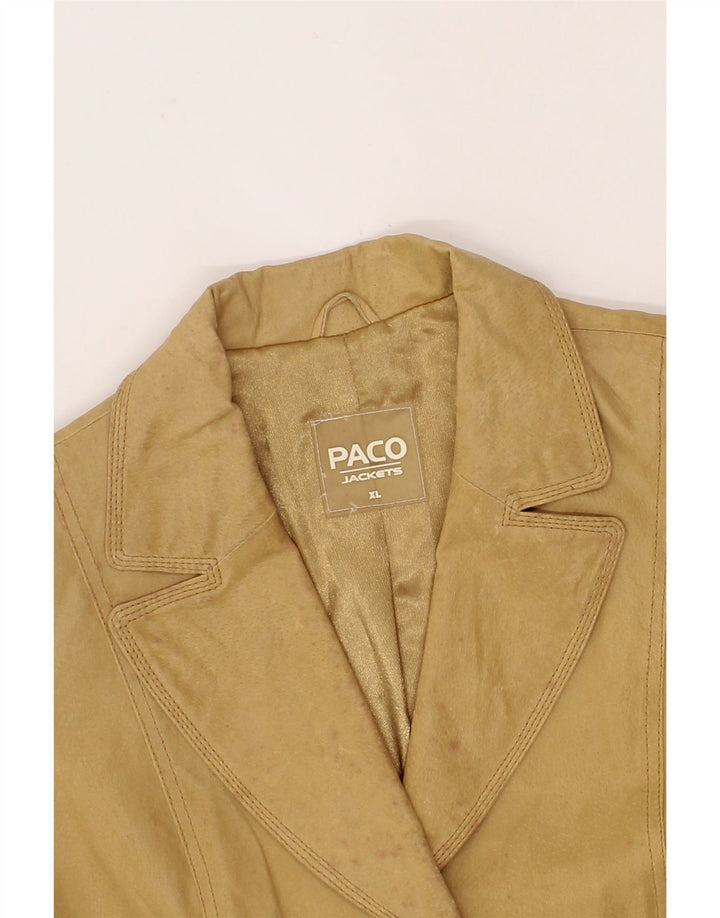 PACO Womens Leather Jacket UK 18 XL Beige Leather Vintage Paco and Second-Hand Paco from Messina Hembry 