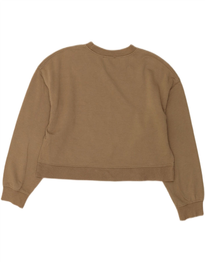 Zara Mujer Crop Sudadera Jumper UK 44 Algodón Beige Medio