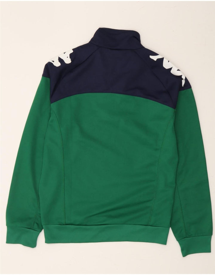 KAPPA Mens Graphic Zip Neck Sweatshirt Jumper Small Green Colourblock Vintage Kappa and Second-Hand Kappa from Messina Hembry 